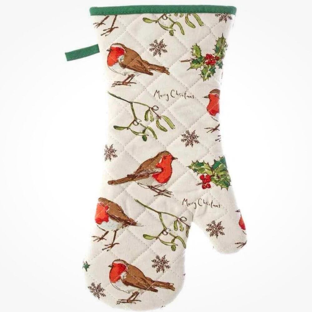 Ulster Weavers Madeleine Floyd Robins & Holly Christmas Gauntlet Oven Mitt NEW
